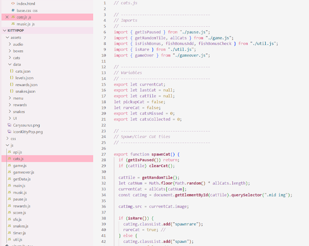 KittyPop!, a JavaScript arcade-style game
