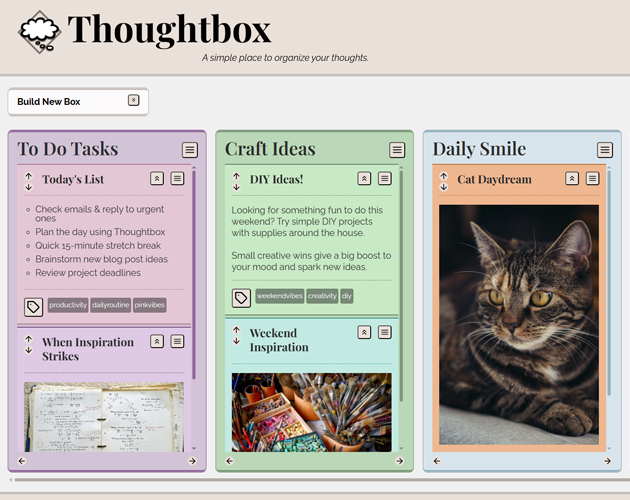 Thoughtbox, a simple place to organize your thoughts