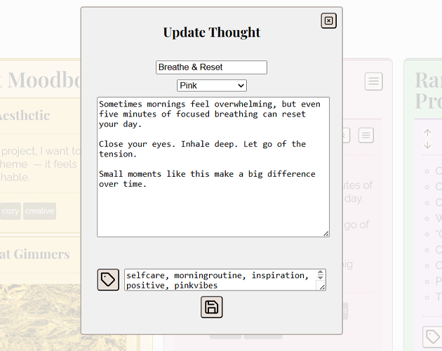 Thoughtbox, a simple place to organize your thoughts